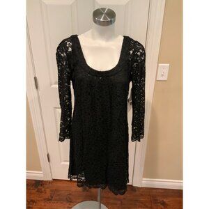 Diane Von Furstenberg Black Floral Lace Hasina Shift Dress, Size 10